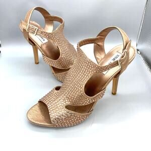 Steve Madden Gloww Sandals Women’s 8.5 Rose Gold Studded Stiletto Heels